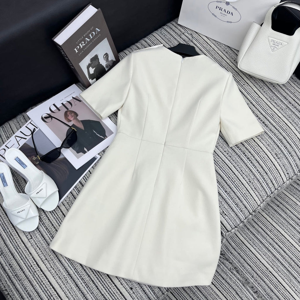 PRADA 25S CREW NECK SHORT-SLEEVE DRESS 350
