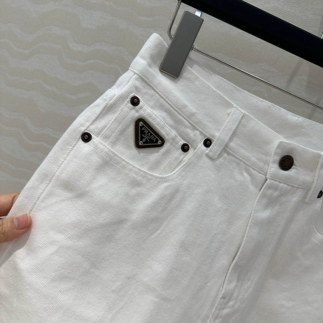 PRADA FASHION STRAIGHT-LEG DENIM SHORTS 263945