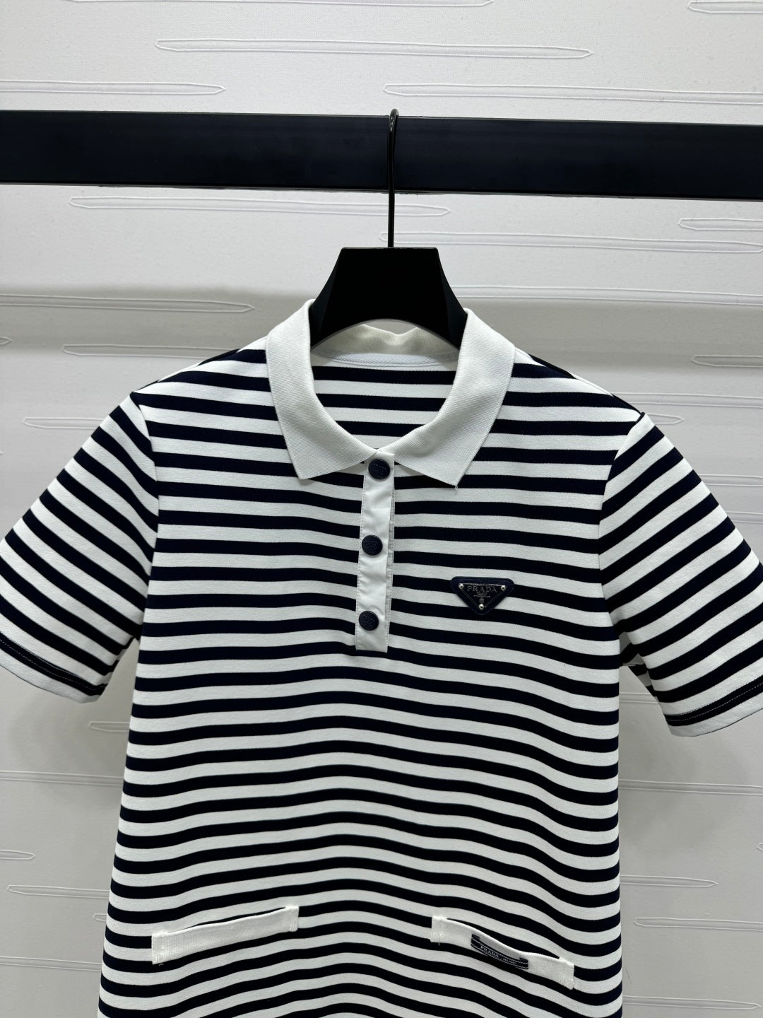 PRADA D 25S STRIPED SHORT SLEEVE KNIT DRESS 264218