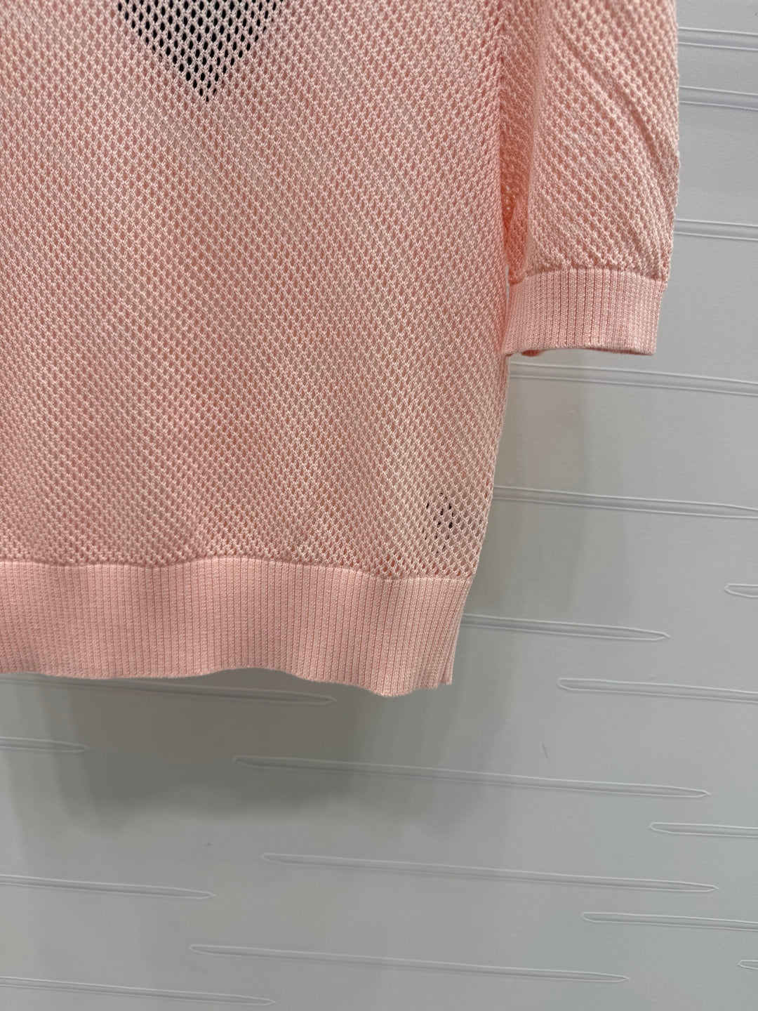 PRADA D 25S HOLLOW KNIT SHORT SLEEVE TOP 264136