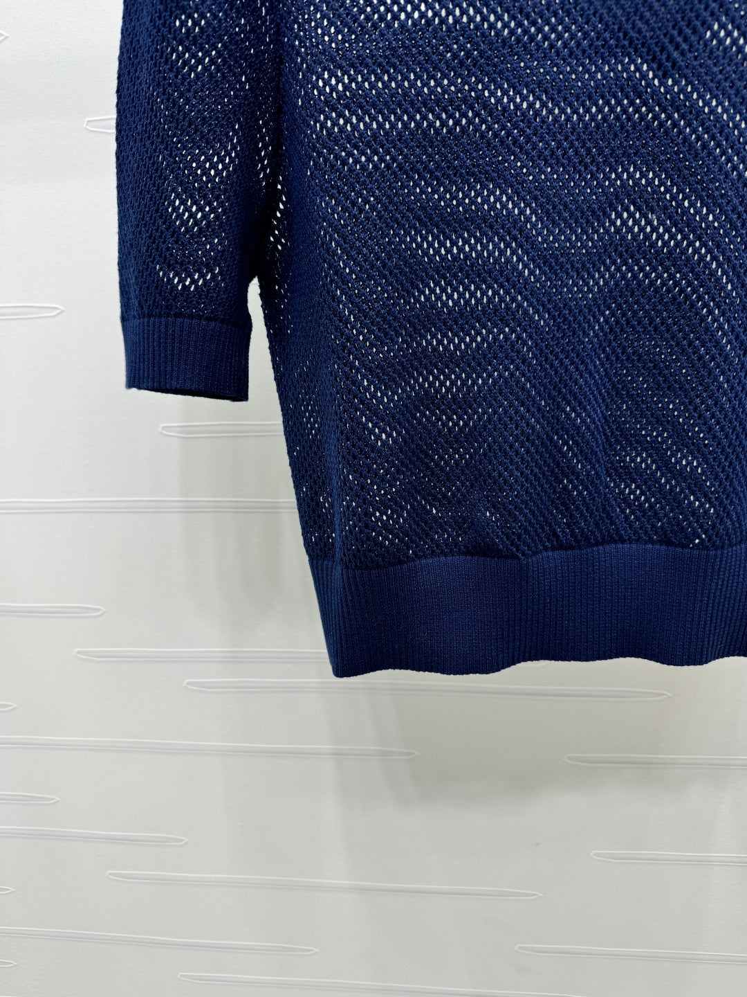 PRADA D 25S HOLLOW KNIT SHORT SLEEVE TOP 264135