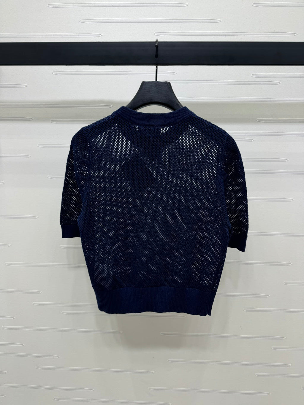 PRADA D 25S HOLLOW KNIT SHORT SLEEVE TOP 264135