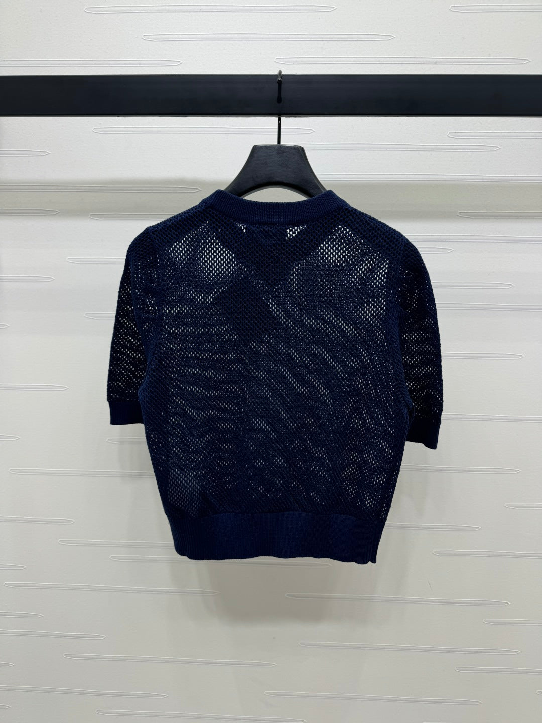 PRADA D 25S HOLLOW KNIT SHORT SLEEVE TOP 264135