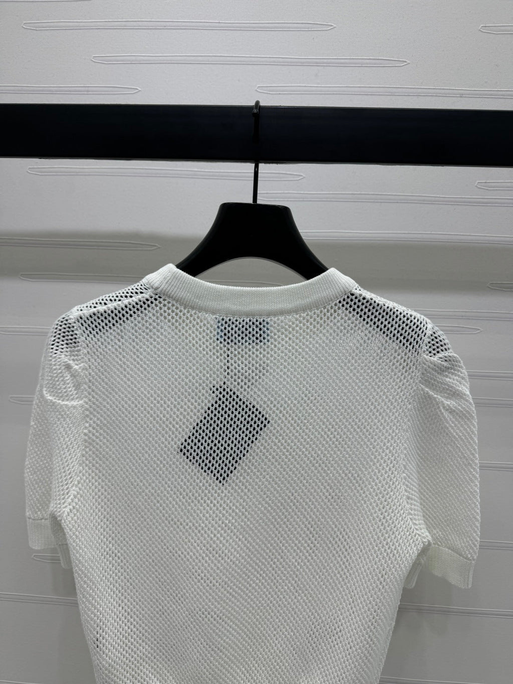 PRADA D 25S HOLLOW KNIT SHORT SLEEVE TOP 264134