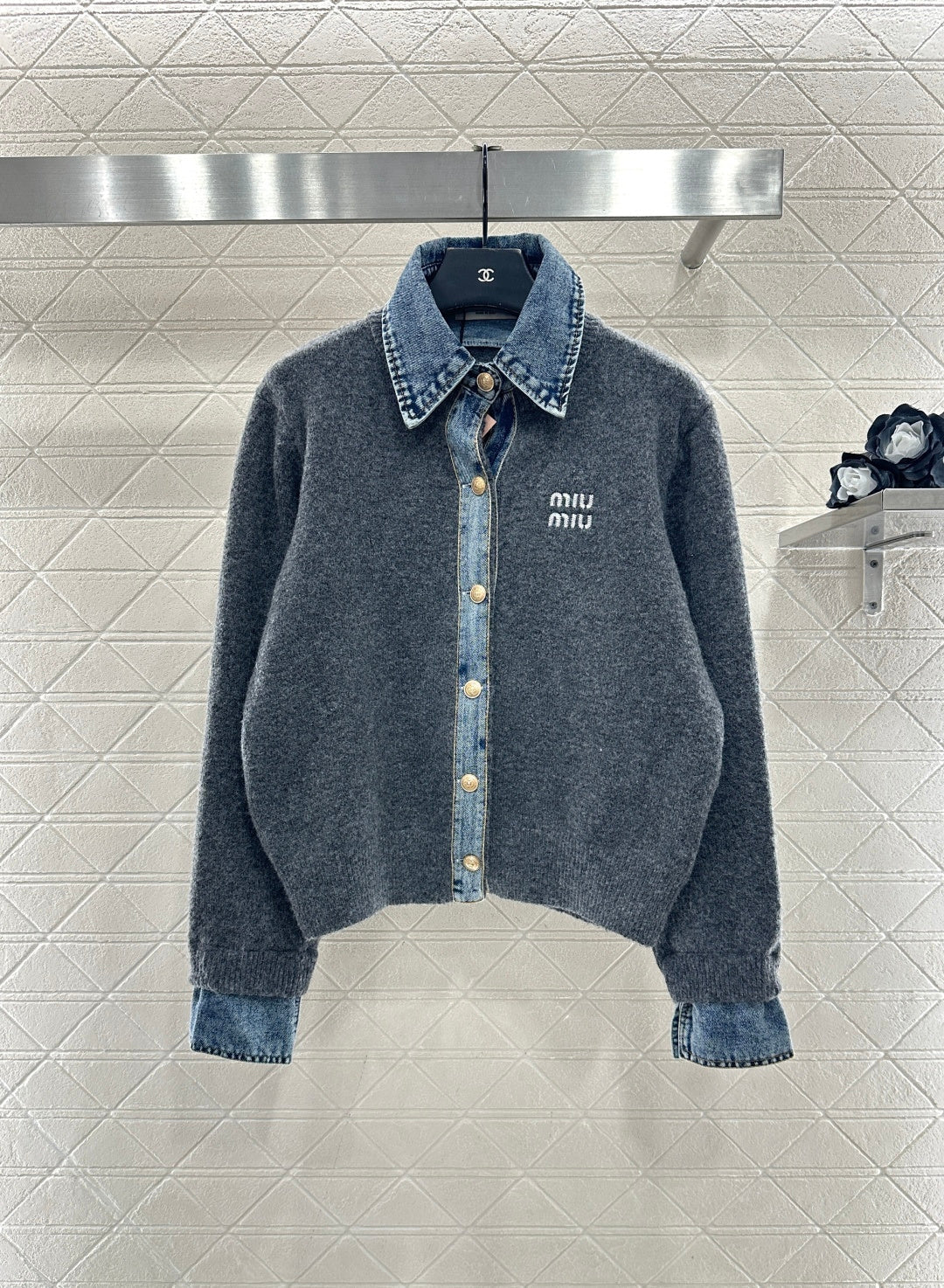 MIUMIU KNIT JACKET WITH DENIM STYLE 735