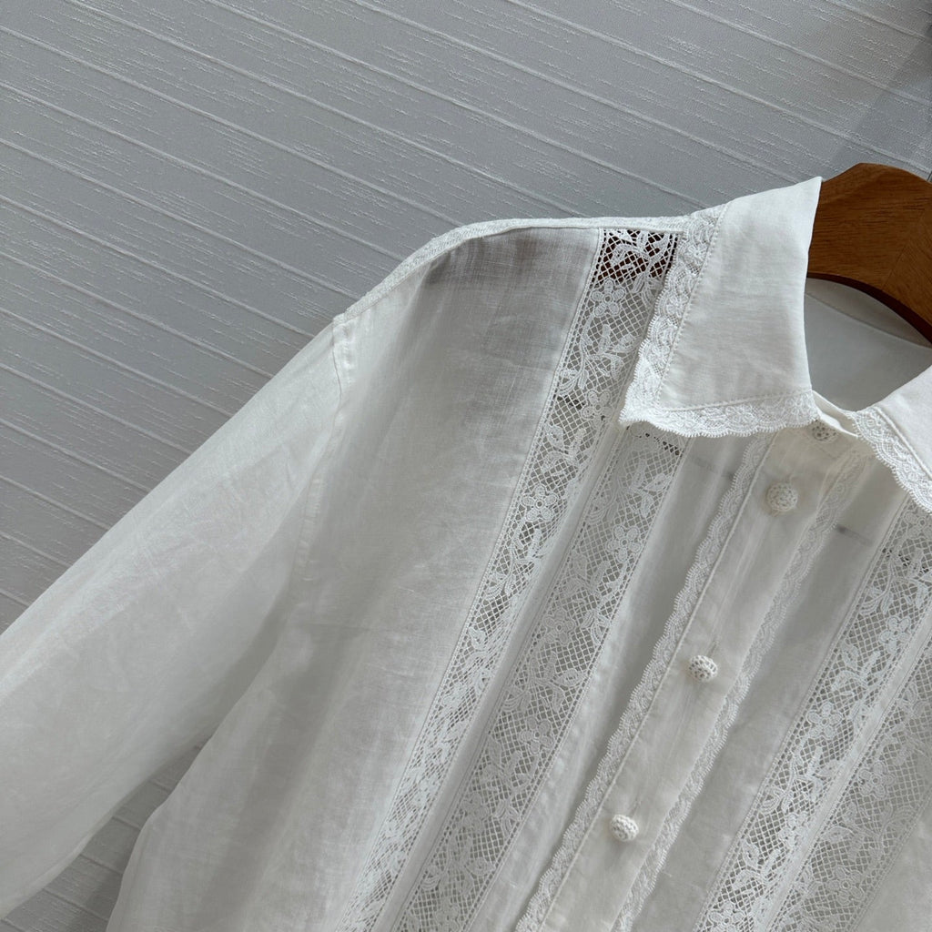 ZIMMERMANN LINEN SHIRT WITH LACE TRIM 276102