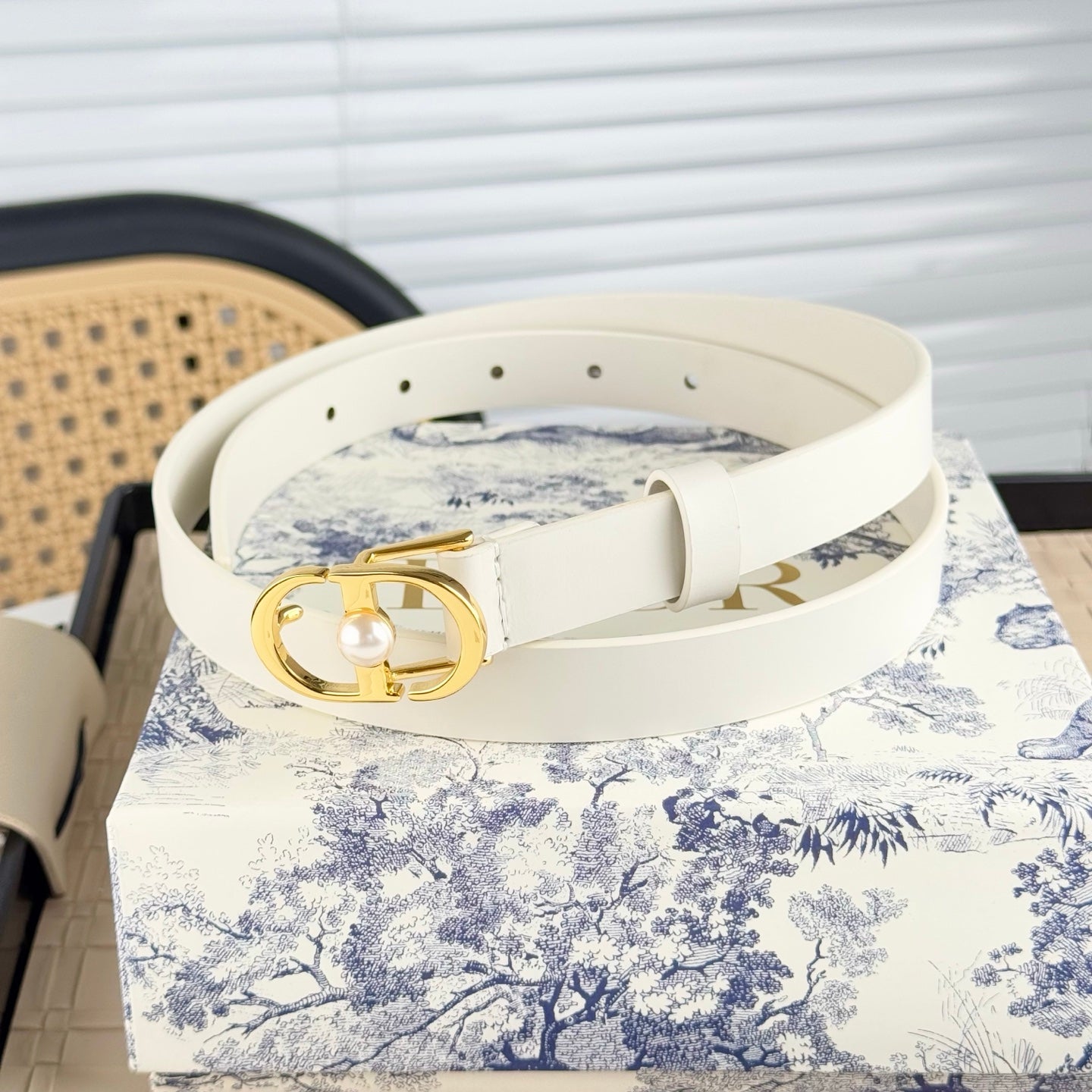 DIOR 25S BELT 20 MM IN WHITE CALFSKIN 564607
