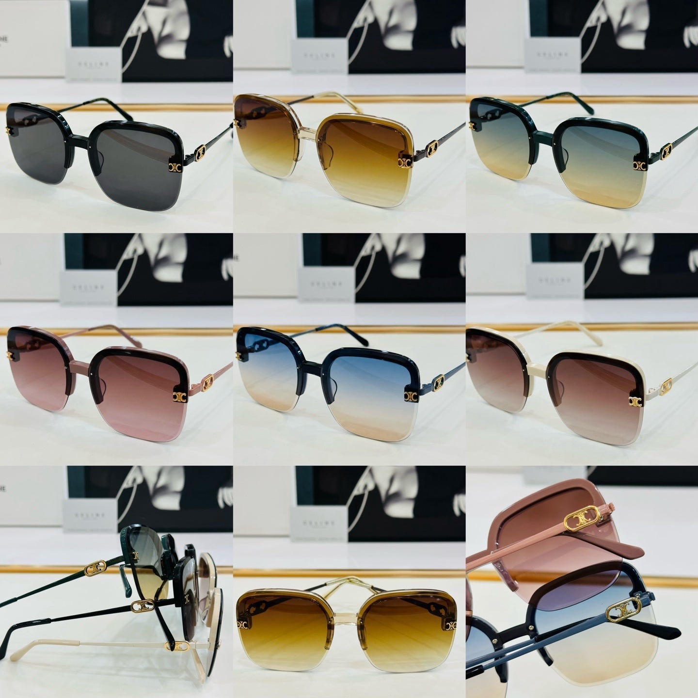CELINE TRIOMPHE SQUARE SUNGLASS CL40251 IN METAL