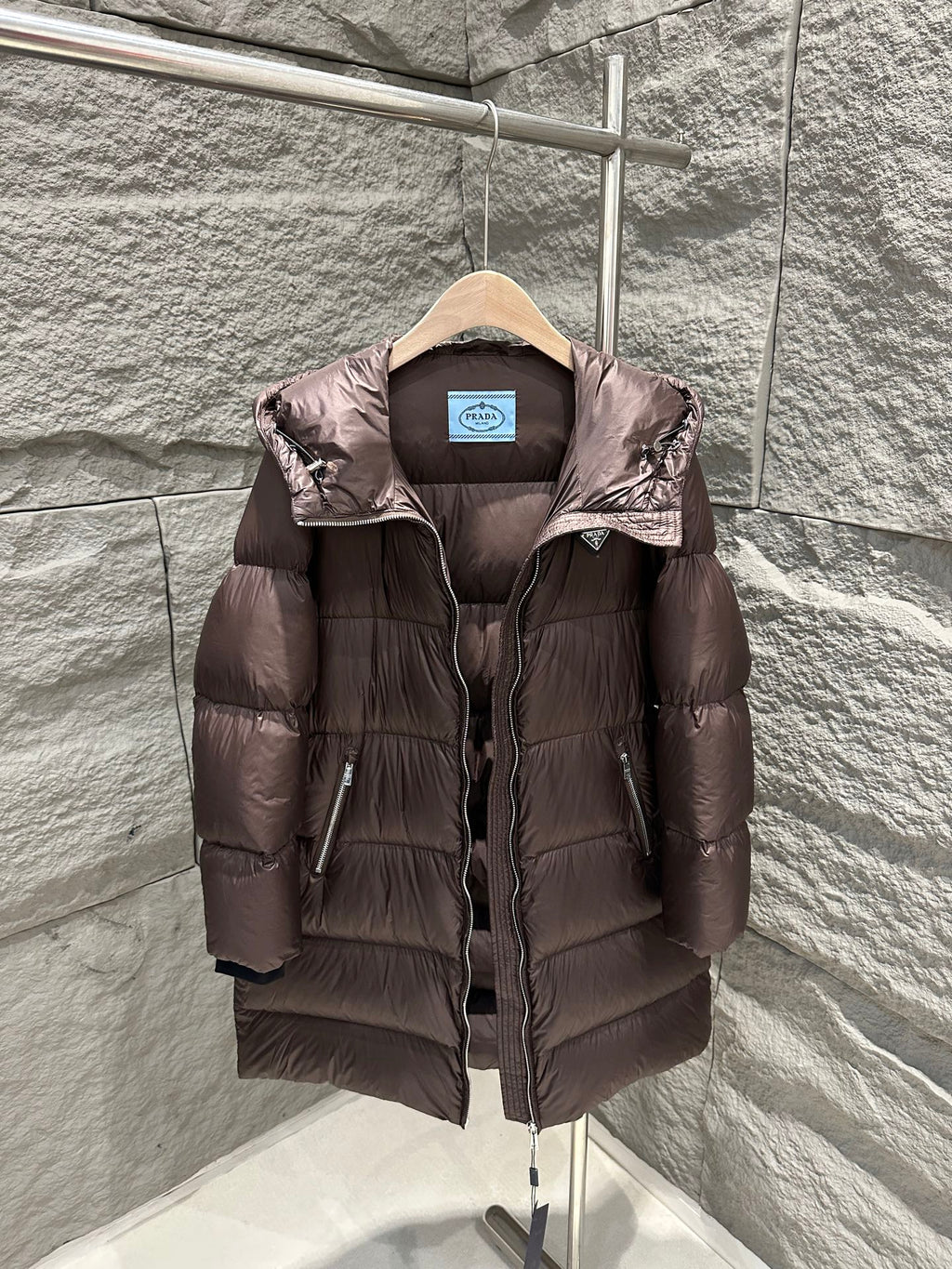 PRADA 25S LONG DOWN COAT WITH HOOD 226