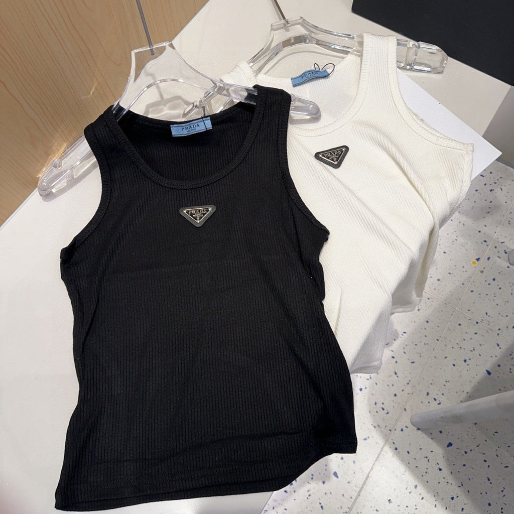 PRADA CAMISOLE 624506 IN BLACK COTTON RIBBED