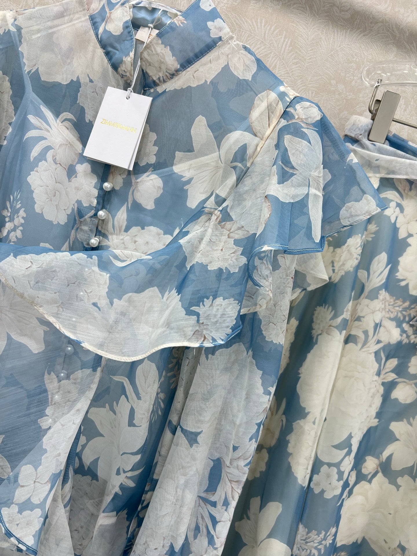 ZIMMER FLORAL PRINTED BLUE CHIFFON SET 269183