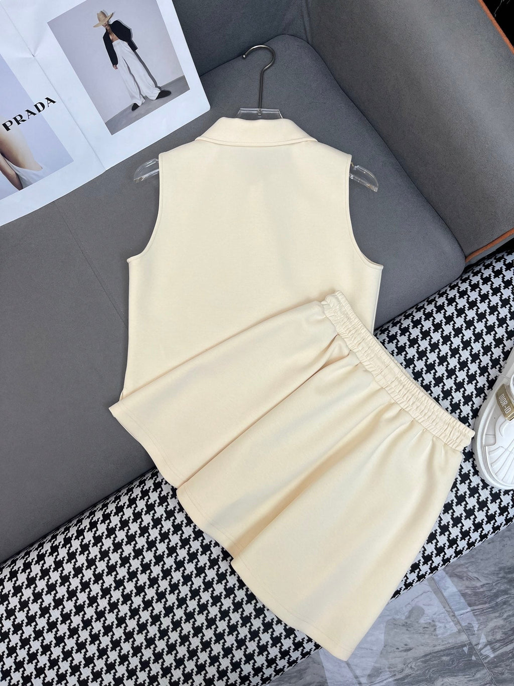 PRADA MATCHING SET WITH SLEEVELESS TOP AND SHORT SKIRT