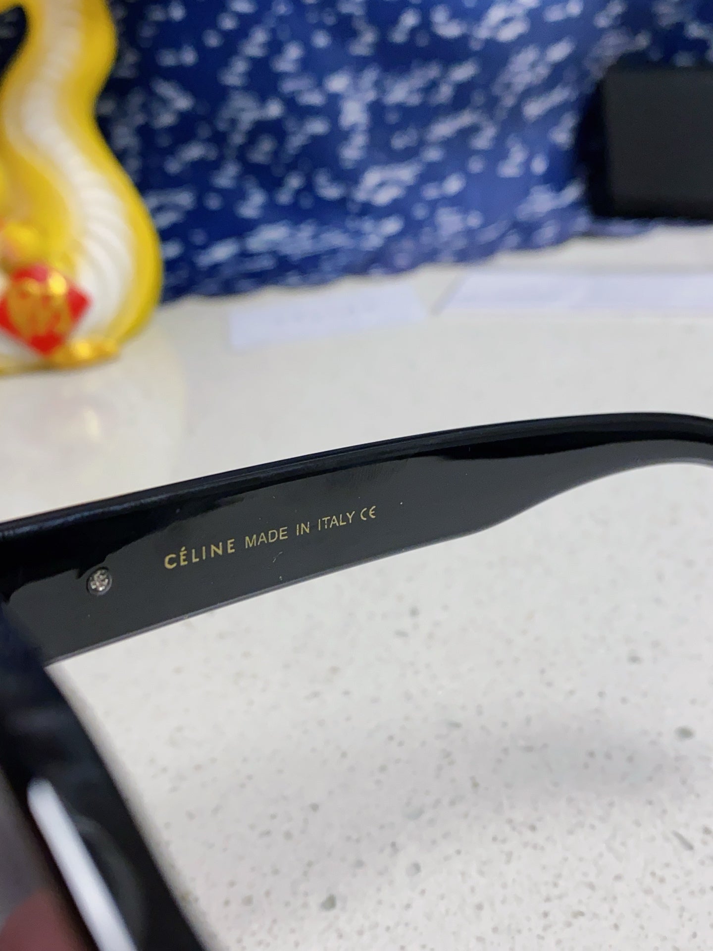 CELINE TRIOMPHE SQUARE SUNGLASS 566743 IN BLACK ACETATE GRADIENT SMOKE LENSES