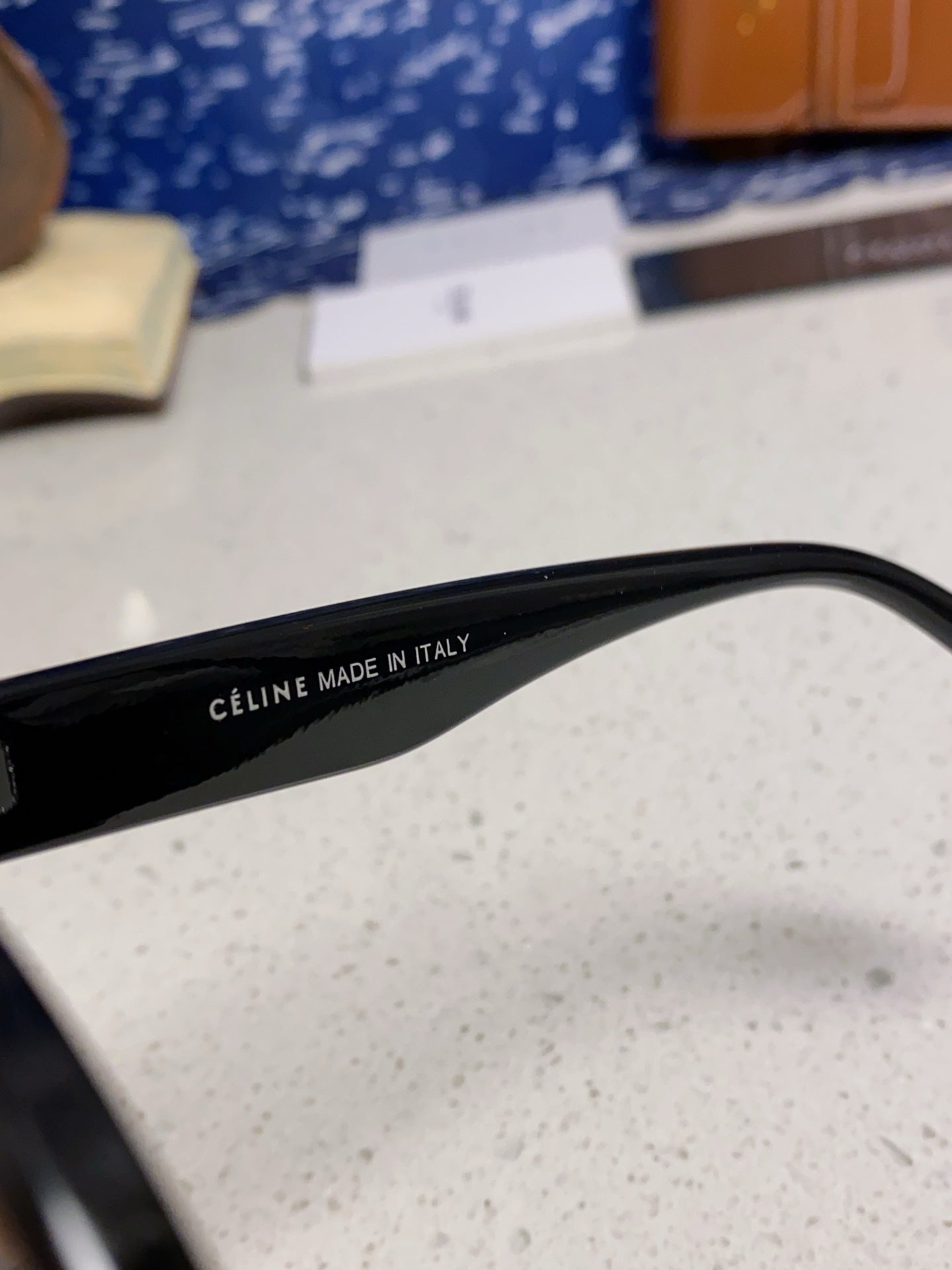 CELINE SQUARE SUNGLASS 575845 IN BLACK ACETATE BLACK LENSES